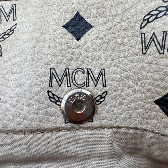 MCM Portuna Medium Visetos Beige Coated Canvas Flat Pouch Crossbody Clutch Bag - Picture 5 of 13